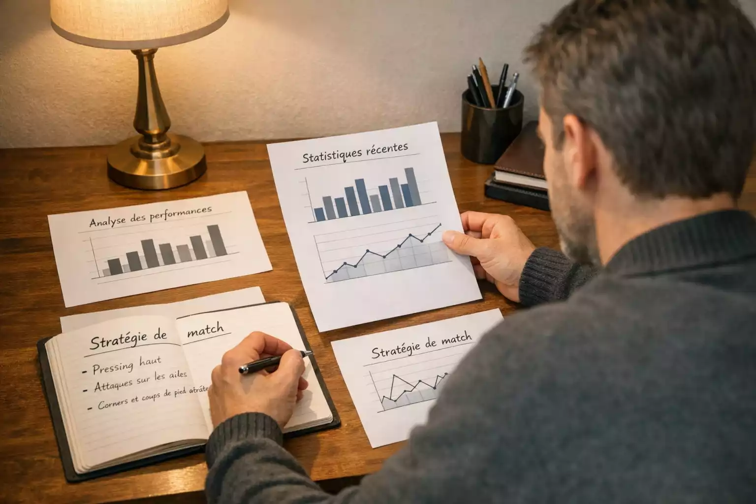 Analyste sportif étudiant des statistiques de joueurs de tennis