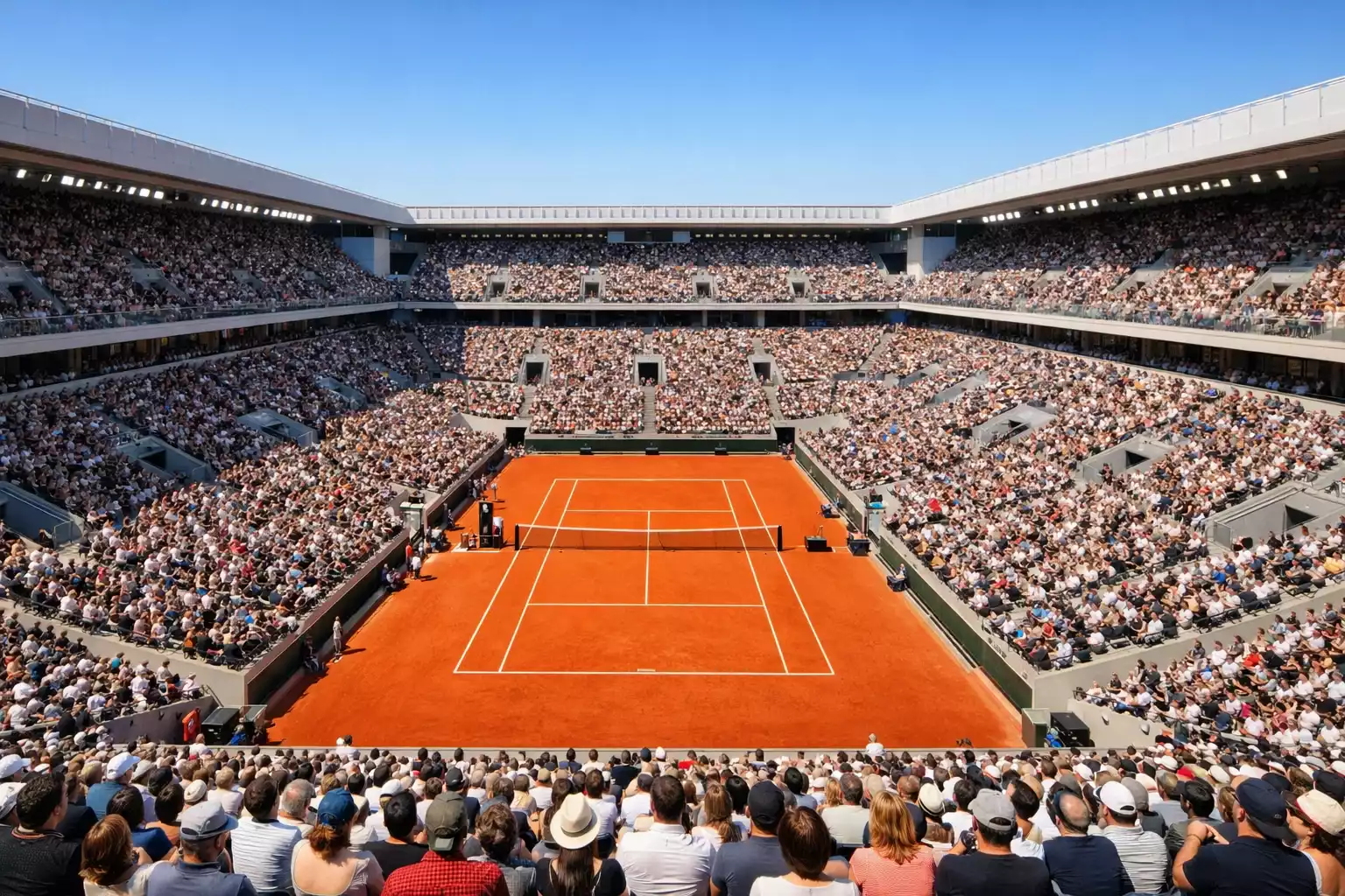 Vue panoramique du court central de Roland-Garros