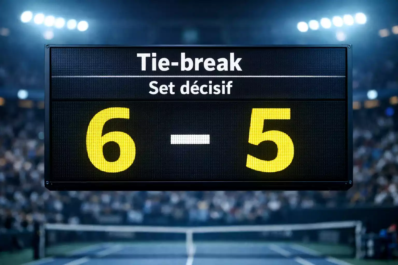 Tableau d'affichage de score de tennis lors d'un tie-break