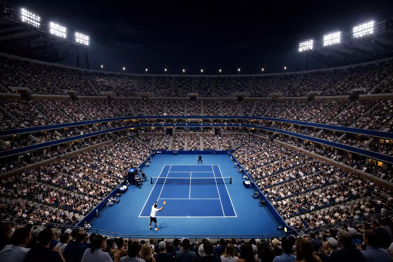 Match nocturne sur le court Arthur Ashe de l'US Open