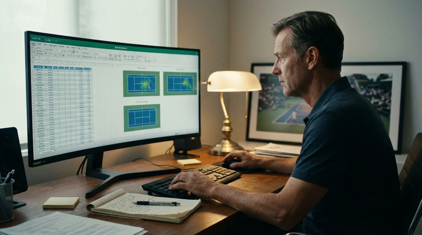Parieur concentré analysant des statistiques de tennis sur un écran